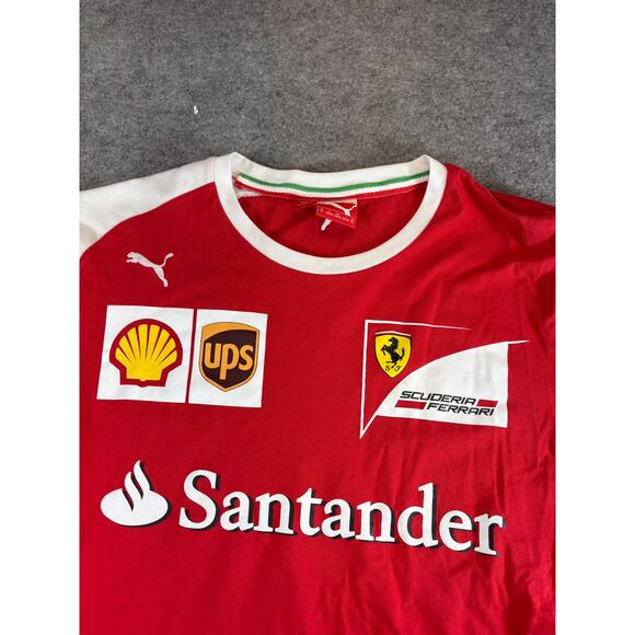 Puma Scuderia Ferrari F1 Racing Team T Shirt Mens XL Red White Santander Shell - Picture 2 of 10